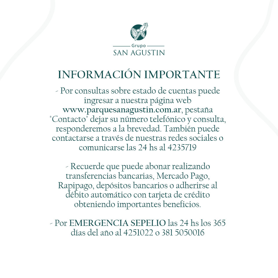 INFORMACIÓN IMPORTANTE - ATENCIÓN GENERAL